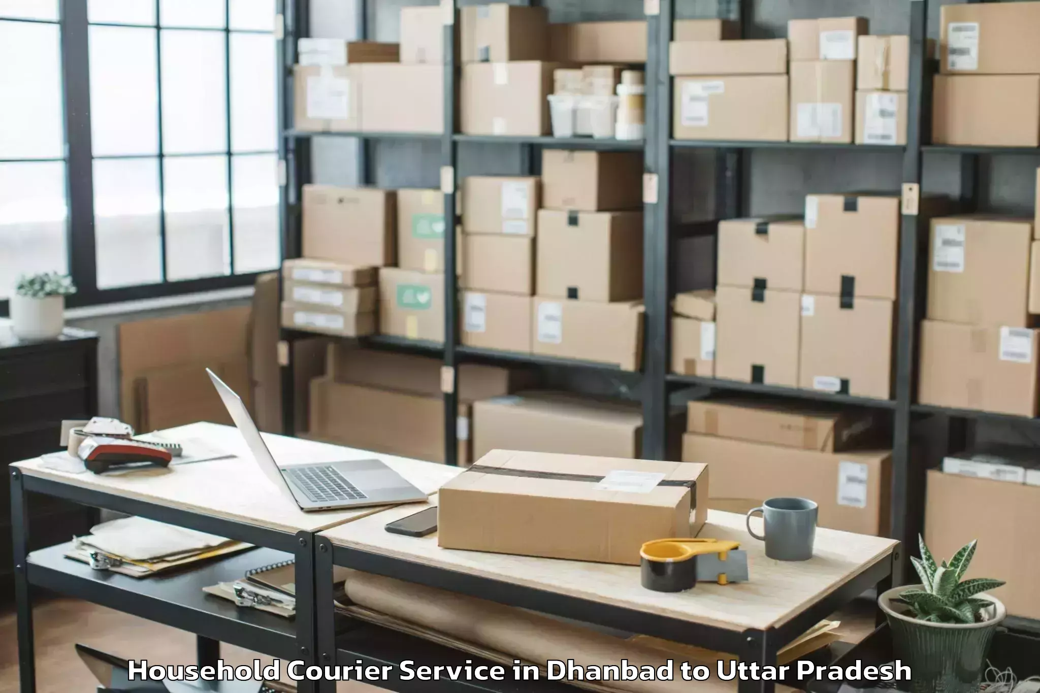 Easy Dhanbad to Atraulia Household Courier Booking